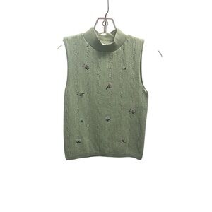 Zara Sage Green Sleeveless Turtleneck Sweater